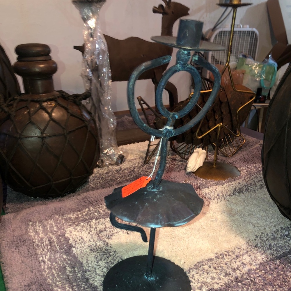Antique handmade rustic ballerina candle stand
